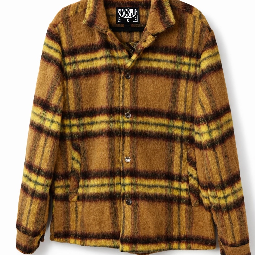 Trendy Boutique Plaid Jacket in Mustard and Brown
